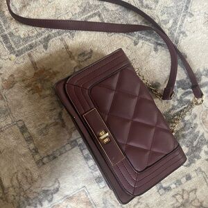 Elegant Burgundy Quilted Shoulder Bag